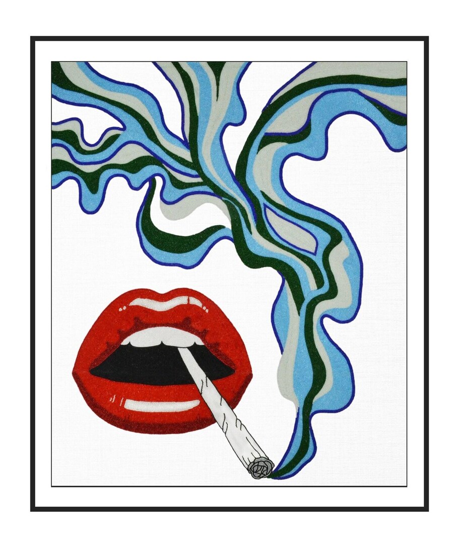 cigarette pop art Smoking Girl Poster, Retro Pulp Print (digital Download) printed on a detachable metal poster Painting Serge Gainsbourg by